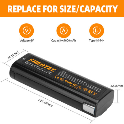 SHENTEC 4AH 6V Ni-MH BATTERIJ VOOR PASLODE 404717 900400 902200 IM50 IM65 IM250