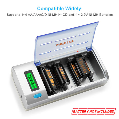 SHENTEC LCD Universele Batterijlader Voor AA AAA C D 9V Ni-MH Ni-Cd Oplaadbare Batterijen