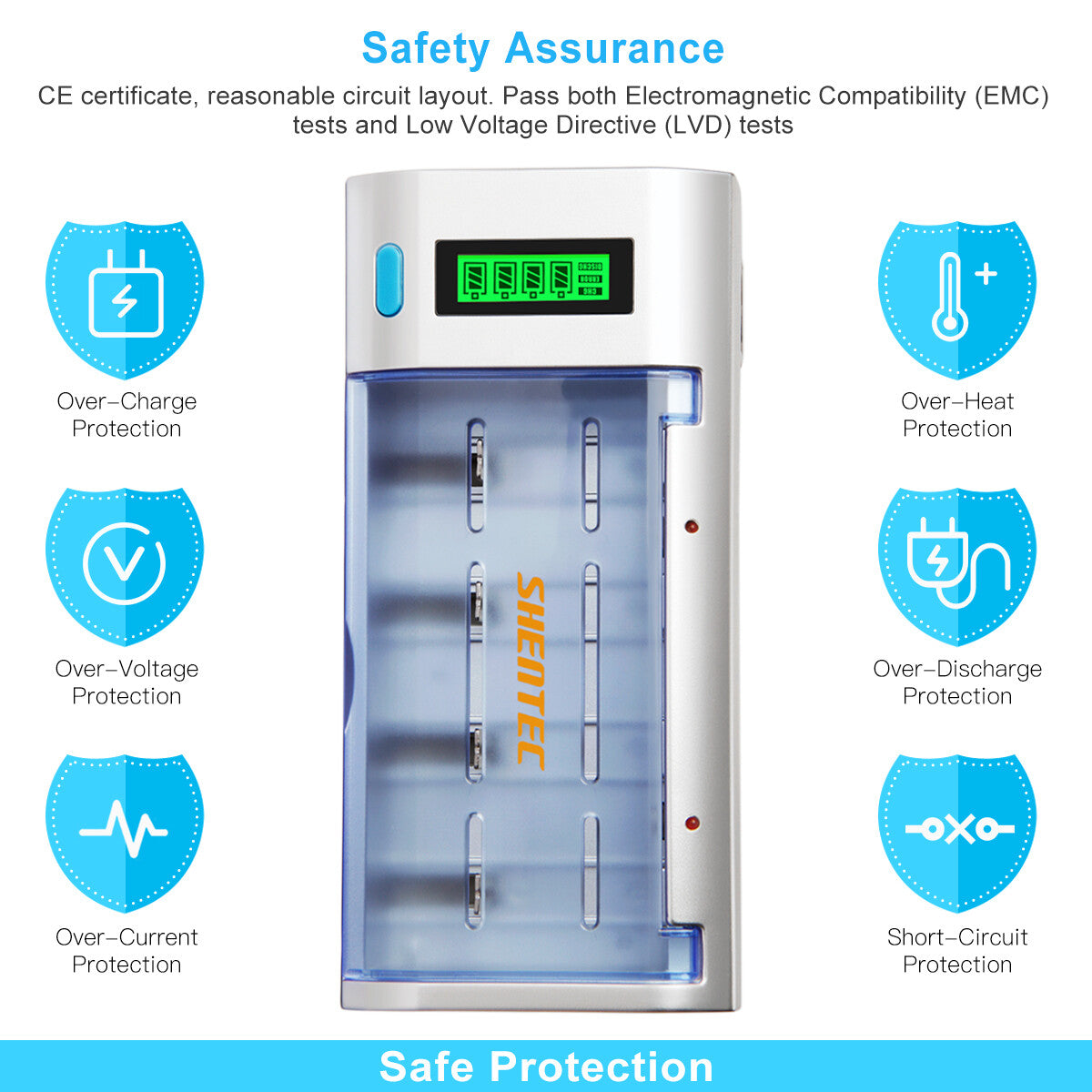 SHENTEC LCD Universele Batterijlader Voor AA AAA C D 9V Ni-MH Ni-Cd Oplaadbare Batterijen