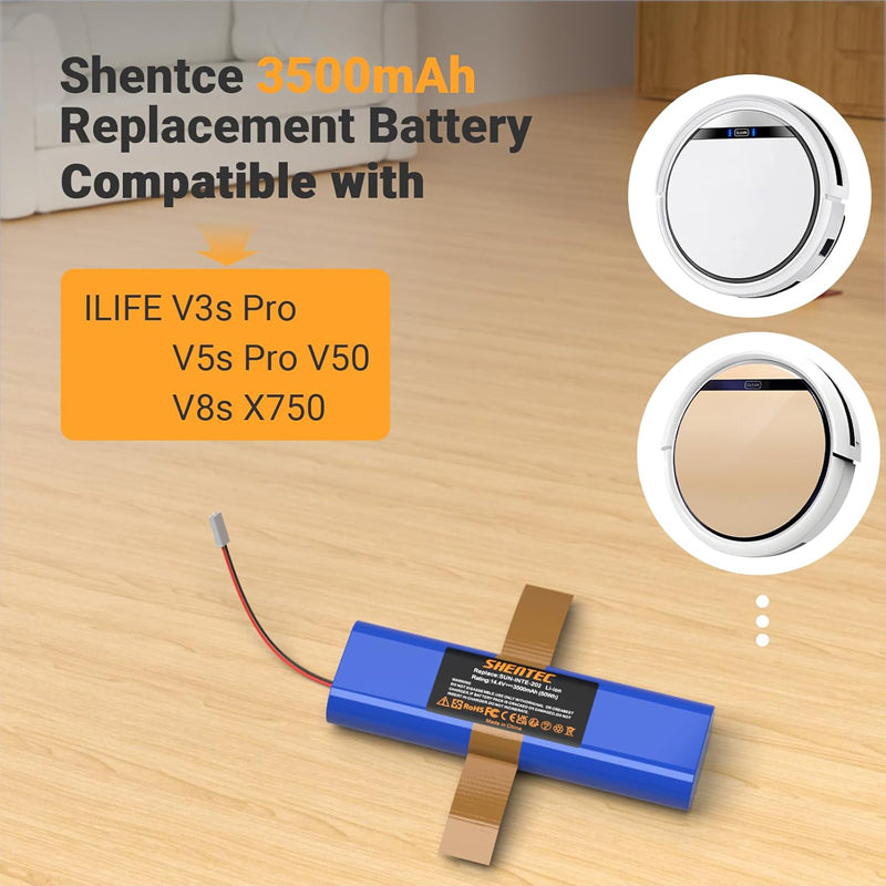 SHENTEC 3500mAh Replacement Battery for ILIFE V3s Pro V5s