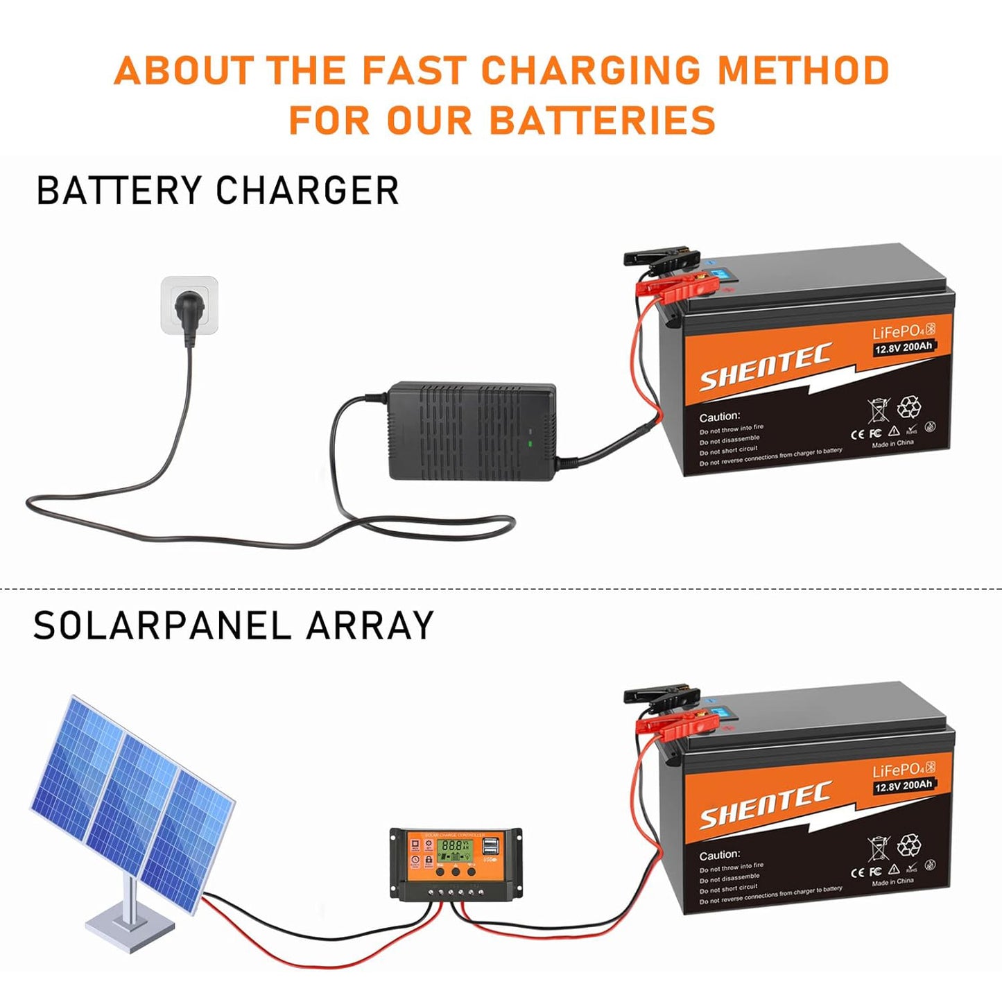 SHENTEC LiFePO4 200Ah 12V Lithium Battery With BMS LED Display Push Button Switch