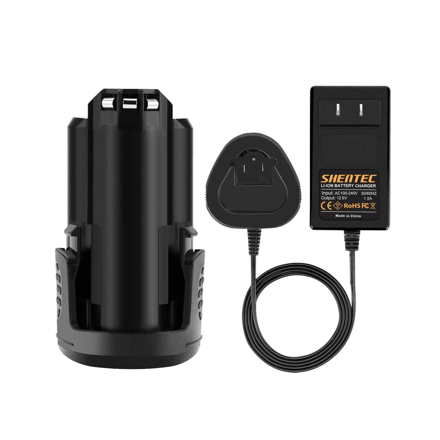 SHENTEC 3000mAh 12V lithium-ionbatterij compatibel met Dremel (12V oplader inbegrepen)