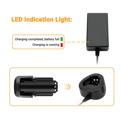 SHENTEC 3000mAh 12V lithium-ionbatterij compatibel met Dremel (12V oplader inbegrepen)