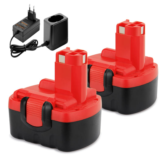 SHENTEC 14.4V 2x Battery + Charger Kit for Bosch BAT040 BAT140 BAT038 2607335276