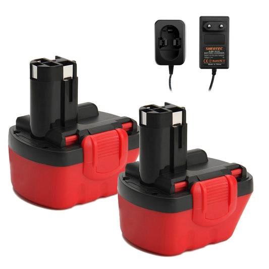 SHENTEC 2X 12V 5.0Ah Battery + Charger For Bosch 2607335249 2607335261 2607335273 BAT043 BAT045