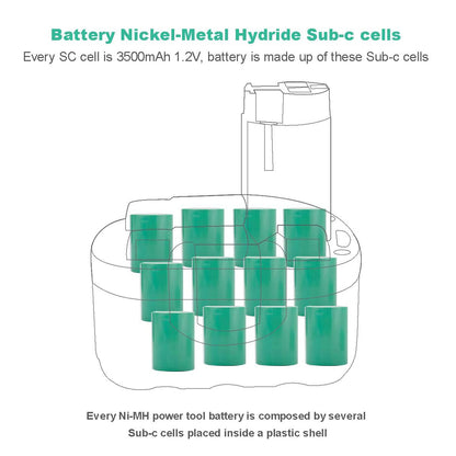 SHENTEC 14.4V 3.5Ah Ni-MH vervangende accu, compatibel met BAT038 BAT040 BAT041 BAT140 BAT159 2607335263 2607335264 2607335275 2607335276 2607335385