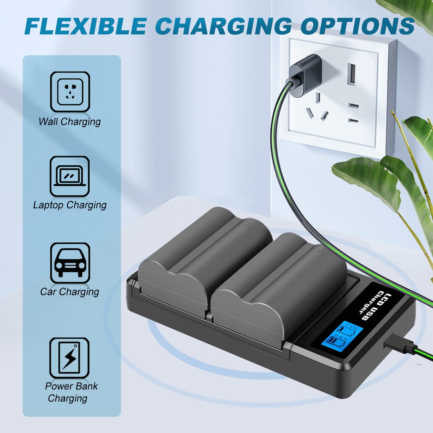 2x BP-511 Accu & LCD Duallader Voor Canon EOS 40D 50D BP-511A 300D 20D 30D