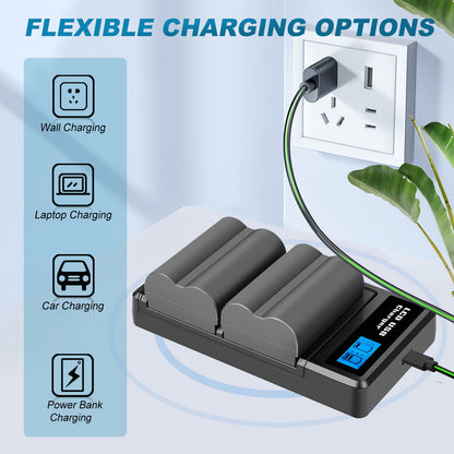 2x BP-511 Accu & LCD Duallader Voor Canon EOS 40D 50D BP-511A 300D 20D 30D