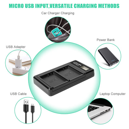 2x LP-E10 Accu & Lader Voor Canon Rebel T3 T5 Kiss X50 EOS 1200D 1300D 2000D