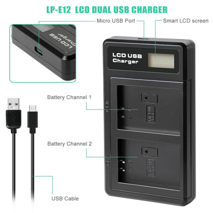 2x LP-E12 accu + oplader voor Canon EOS M, M10, M50 en PowerShot SX70