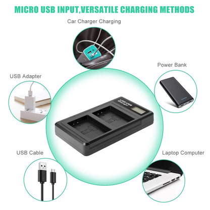 2x LP-E12 accu + oplader voor Canon EOS M, M10, M50 en PowerShot SX70