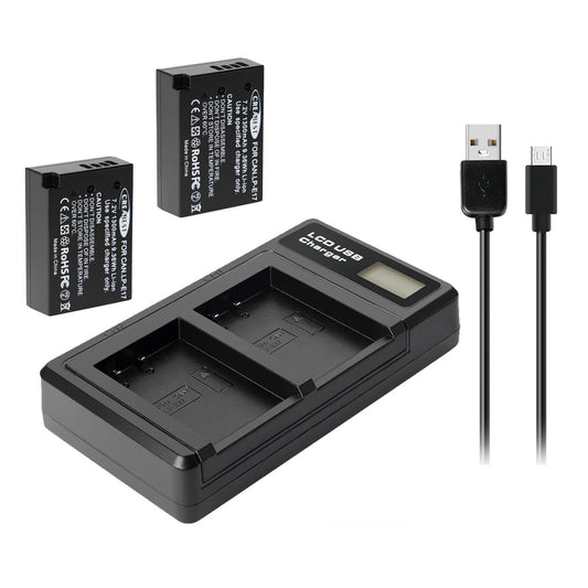 2x LP-E17 Batterij+Lader voor Canon M3 200D 250D 750D 850D 800D X8i X9 77D M6 M5