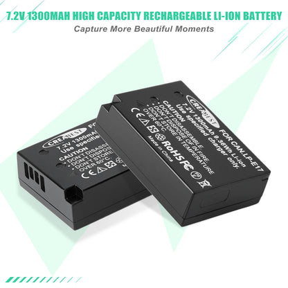 2x LP-E17 Batterij+Lader voor Canon M3 200D 250D 750D 850D 800D X8i X9 77D M6 M5