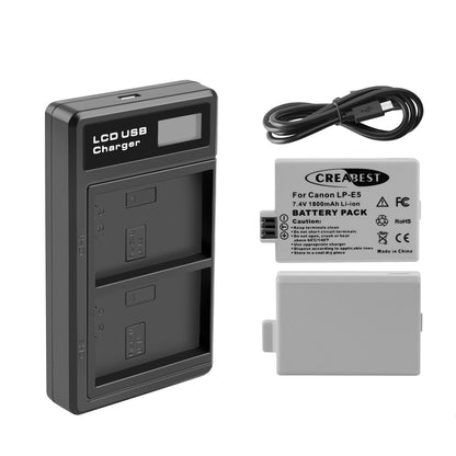 2× LP-E5-accu 1800mAh voor Canon EOS 450D 500D 1000D Rebel T1i Xs Kiss X3 X2
