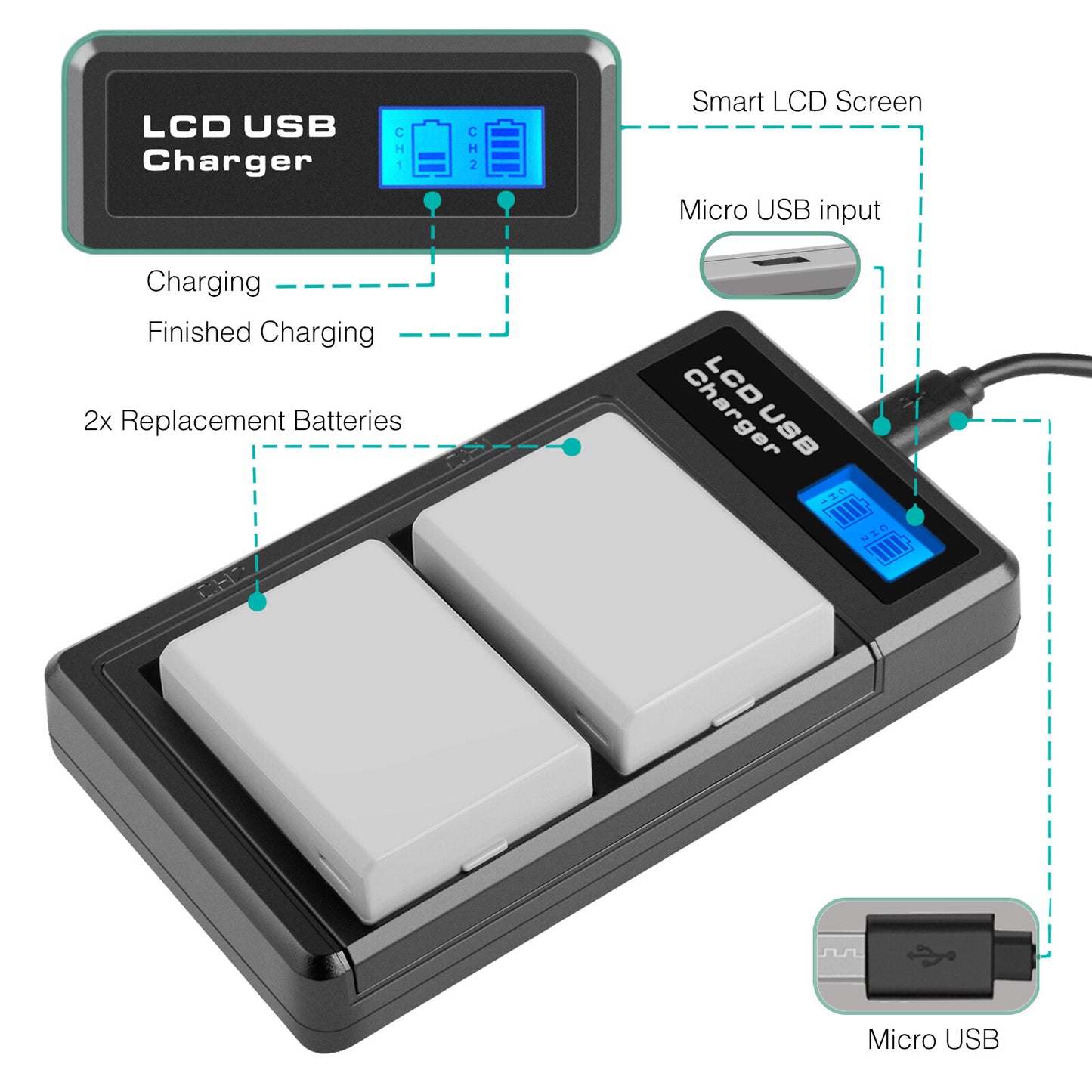 2× LP-E5-accu 1800mAh voor Canon EOS 450D 500D 1000D Rebel T1i Xs Kiss X3 X2
