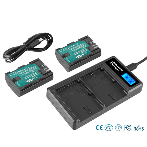 2xLP-E6 LP-E6N Batterij+Dubbele Oplader Voor Canon EOS 90D 5D Mark III IV 80D 60D 70D