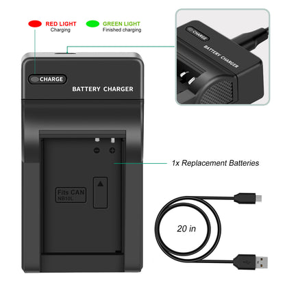 2x NB-10L Batterij+Lader Voor Canon PowerShot G15 G16 G1X SX50HS SX60HS SX40HS