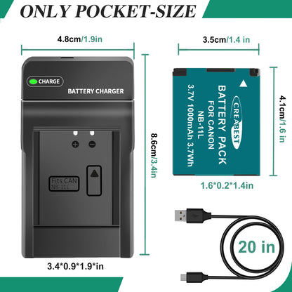 2x NB-11L/11LH Accu+Lader Voor Canon SX410 SX420 SX430 IS IXUS 180 185 190