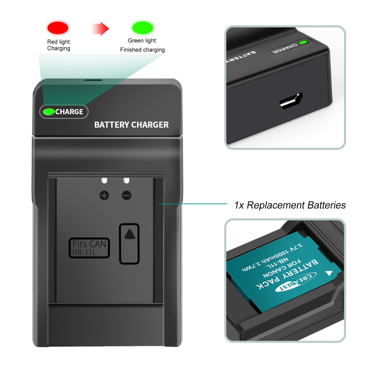 2x NB-11L/11LH Accu+Lader Voor Canon SX410 SX420 SX430 IS IXUS 180 185 190