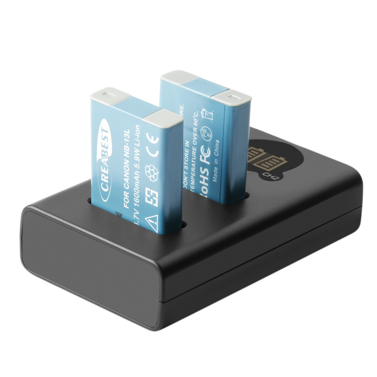 2x NB-13L accu + LCD-lader voor Canon PowerShot SX620 HS G5X G7X Mark III II