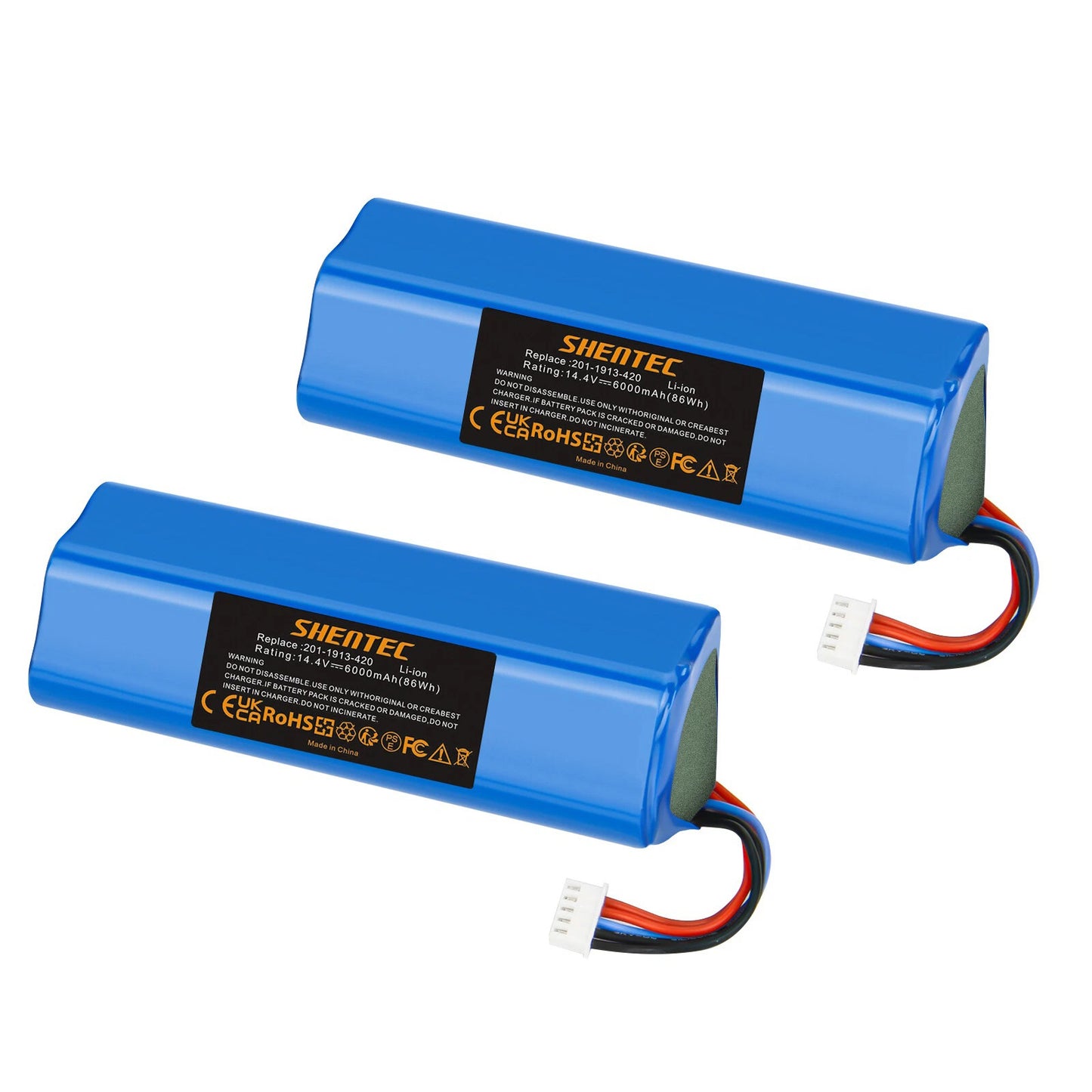 SHENTEC 2x 6Ah 14.4V Li-ion accu voor Ecovacs 201-1913-4200 S10-Li-144-5200 DBX11-11/21