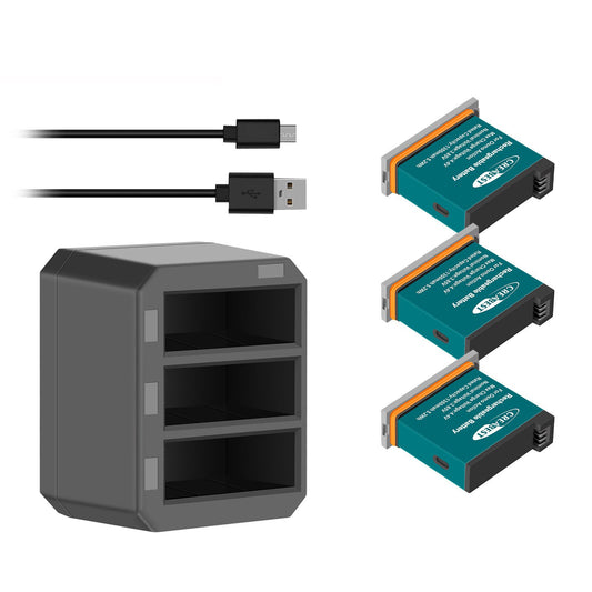 3x 1350mAh Batterij + 3-Kanaals Snelader USB voor DJI Osmo AB1 P01 PT1 Action