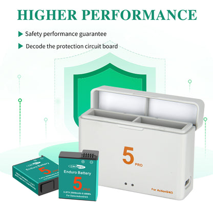 2x Batterij+Lader voor DJI Osmo Action 5 Pro / Action 4 / Action 3
