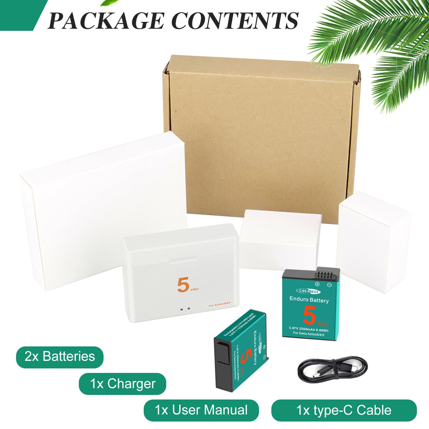 2x Batterij+Lader voor DJI Osmo Action 5 Pro / Action 4 / Action 3