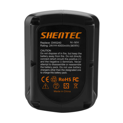 SHENTEC 24V 4000mAh Ni-MH vervangende accu voor Dewalt DE-24 DE0240 DE0241 DE0243 DW0242 DW0240 DW007