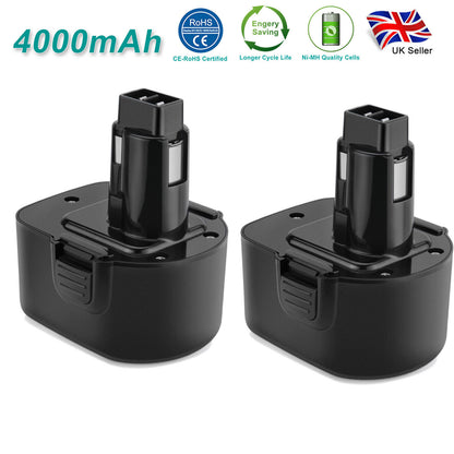 SHENTEC 2-pack 4000mAh 12V Ni-MH accu voor Dewalt DE9074 DW9071 DE9501 DE9075 DC981 DW9072