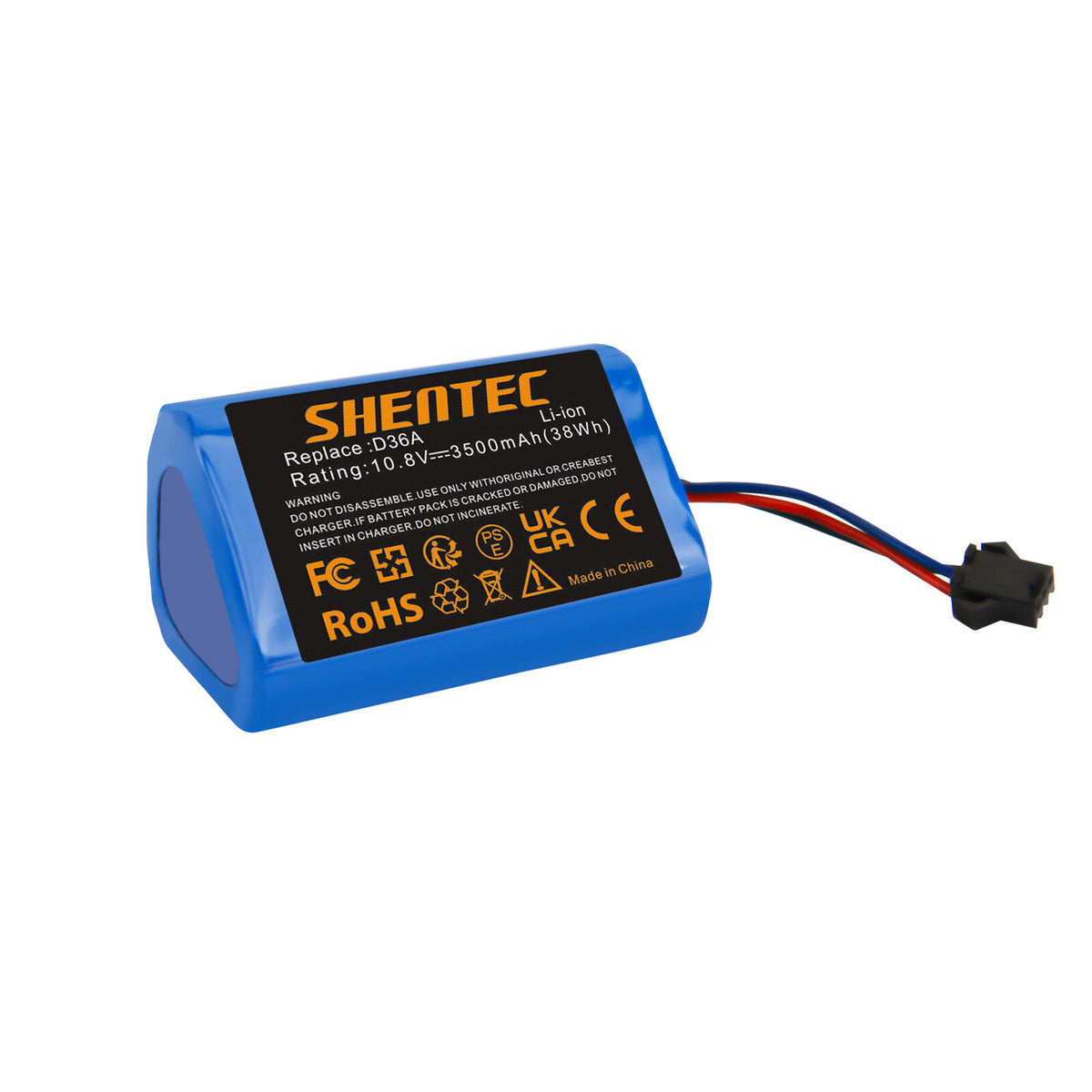 SHENTEC 3.5Ah 10.8V Li-Ion Vervangende accu voor Ecovacs DA60-Darfon ZJ1450 Ecovacs D36A D36B DA60