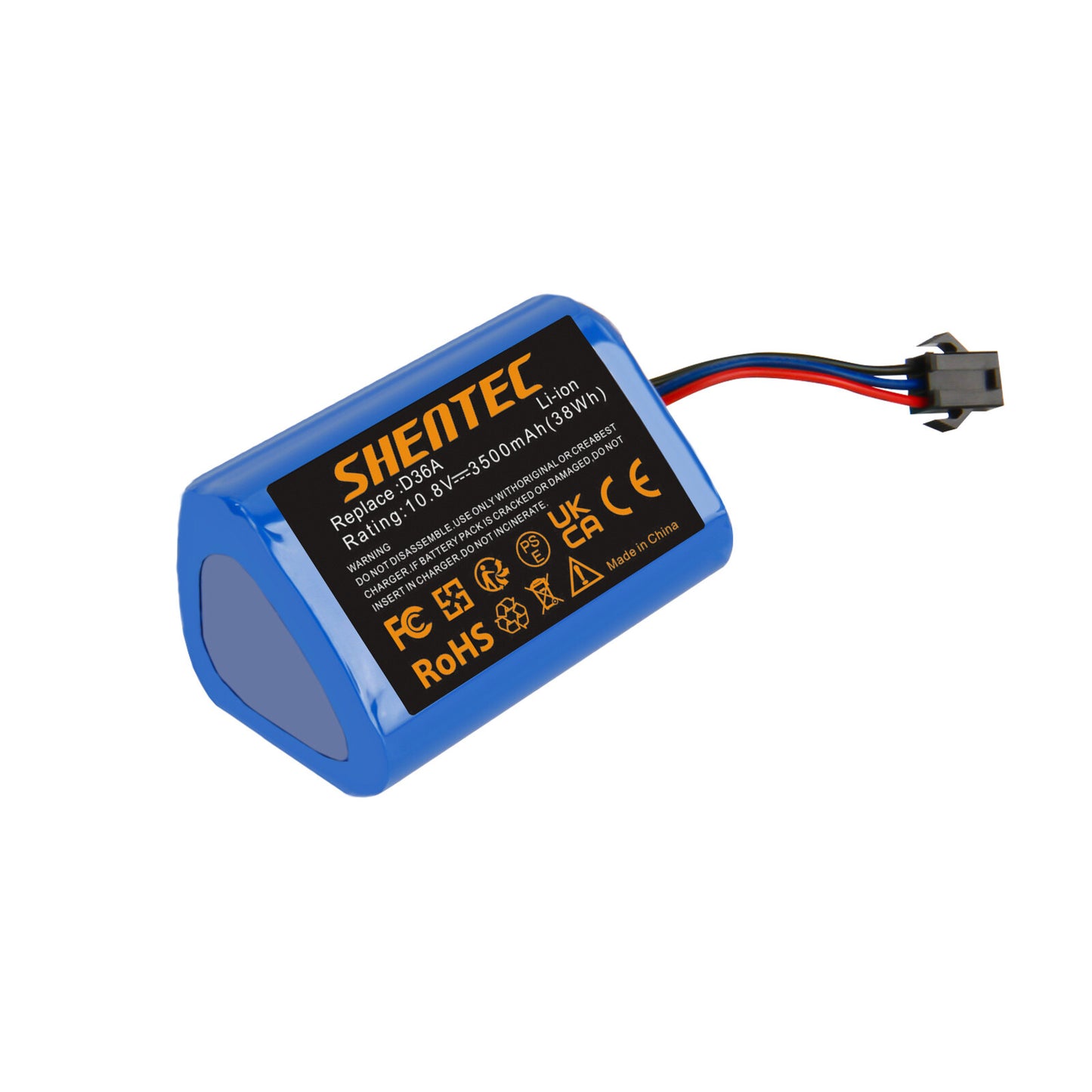 SHENTEC 3.5Ah 10.8V Li-Ion Vervangende Batterij voor Ecovacs DA60 - Darfon ZJ1450 Ecovacs D36A DA60