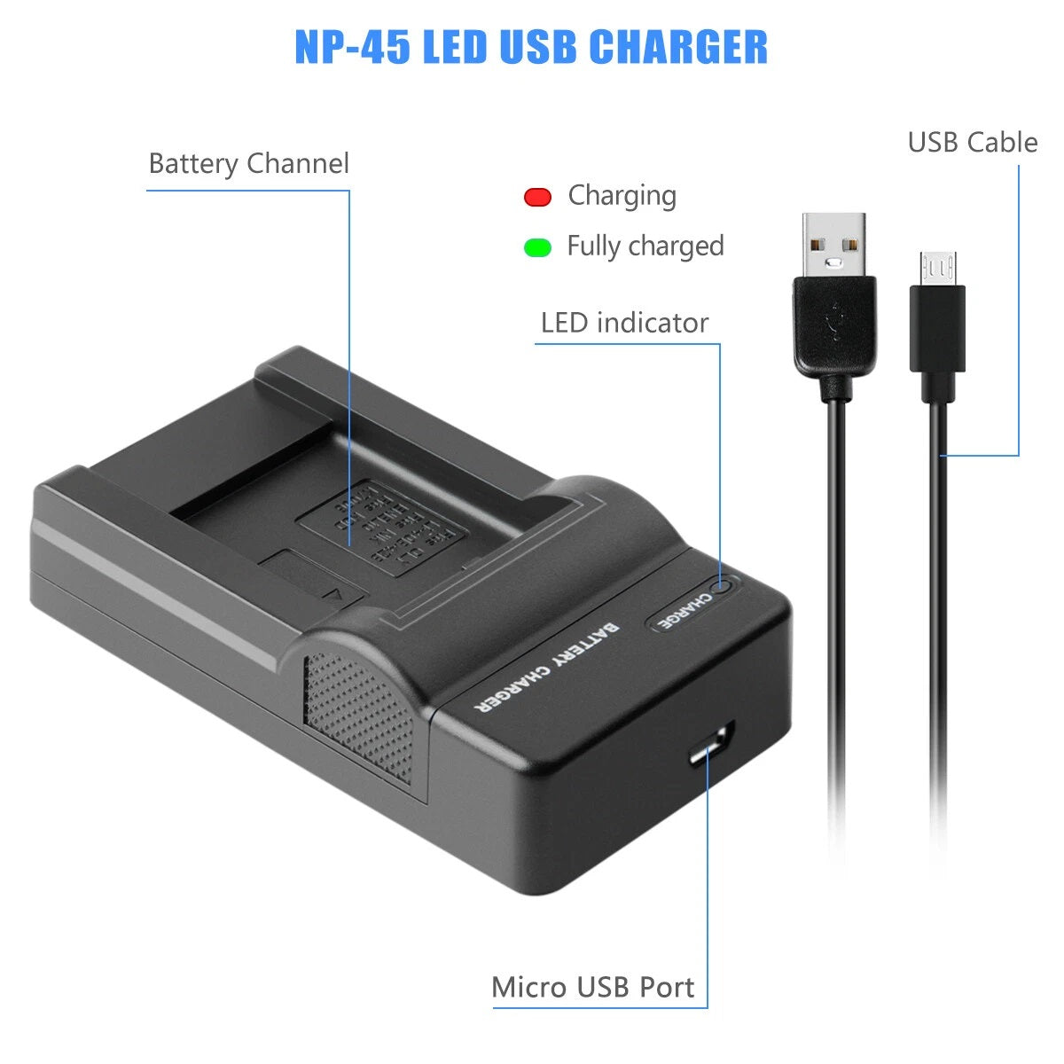 SHENTEC 3.6V 1200mAh accu voor Fujifilm NP-45 Olympus Nikon EN-EL10 + oplader