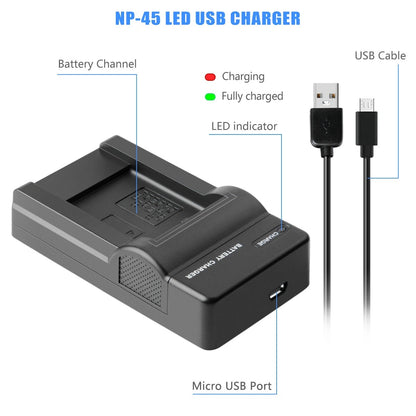 SHENTEC 3.6V 1200mAh accu voor Fujifilm NP-45 Olympus Nikon EN-EL10 + oplader