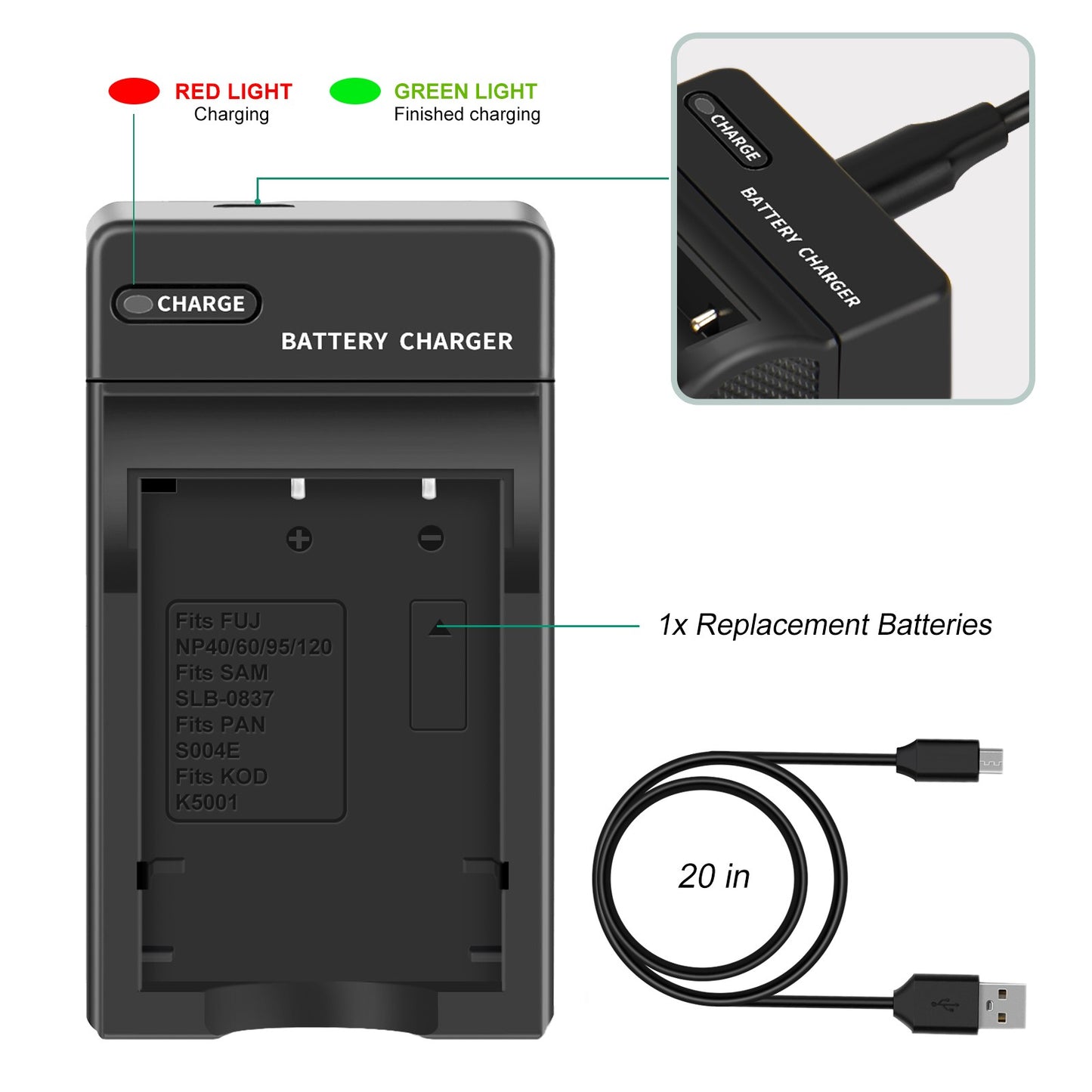 2x NP-95 NP95 3.7V Accu+Lader voor Fujifilm Finepix F30 F31 F31fd X100 X100s