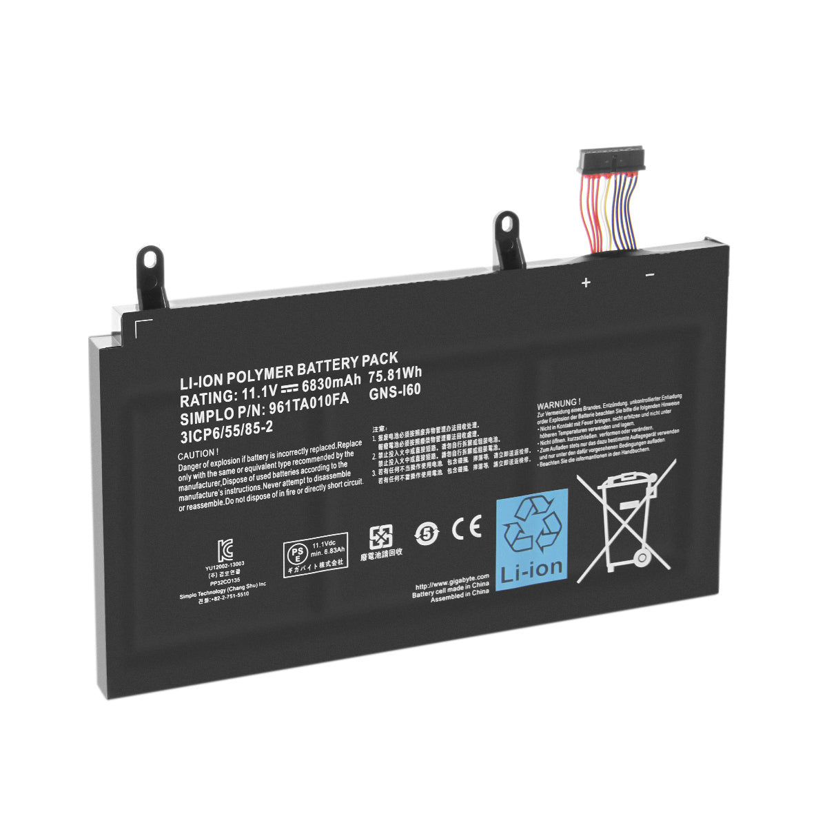 6830mAh 961TA010FA GNS-I60 Battery For Gigabyte P35G v2 P35W v3 P35K v3 P37W v4