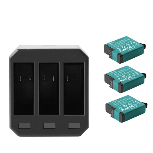 3 stuks accu AHDBT-501 601 701 voor GoPro HERO 7 Hero 6 5 Black + drievoudige oplader