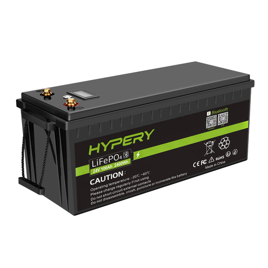 24V 100Ah LiFePO4 lithiumbatterij BMS deep-cycle Bluetooth LCD voor off-grid zonne-energie camper