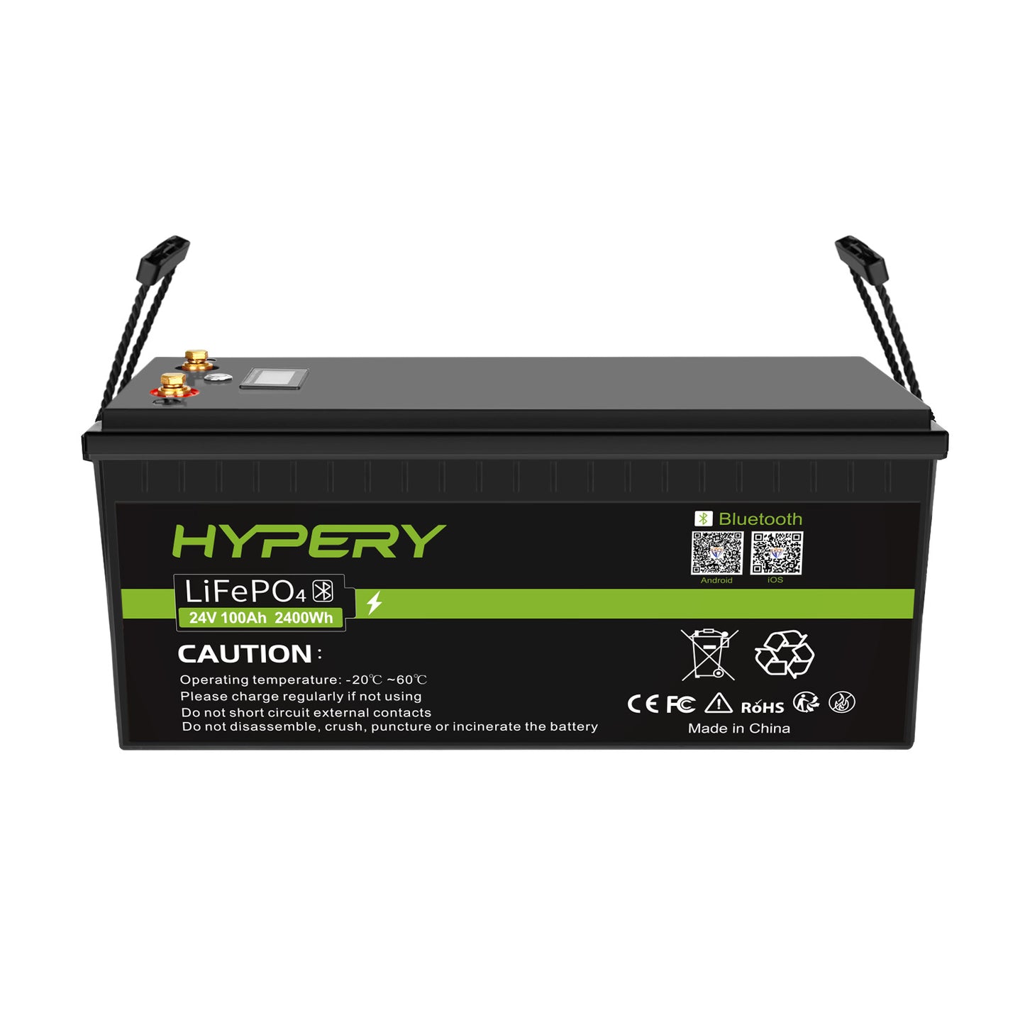 24V 100Ah LiFePO4 Lithium Battery BMS Deep Cycle Bluetooth LCD For Off-Grid Solar RV