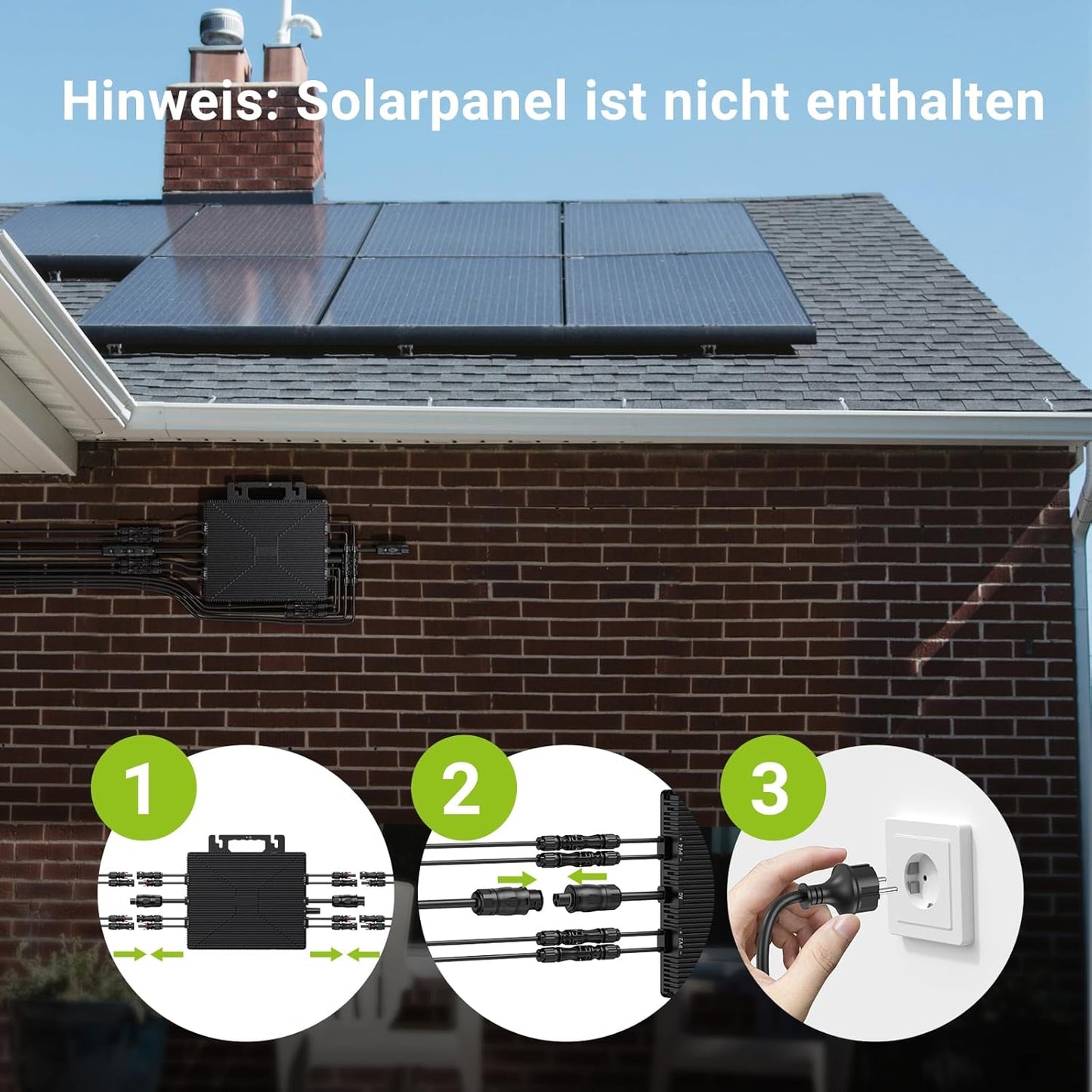 Micro-omvormer 1600W, Balkon-energiecentrale met wifi, Plug & Play, App-bediening, 5 m AC-kabel, PV-omvormer