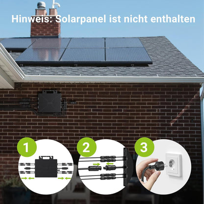 Micro-omvormer 1600W, Balkon-energiecentrale met wifi, Plug & Play, App-bediening, 5 m AC-kabel, PV-omvormer