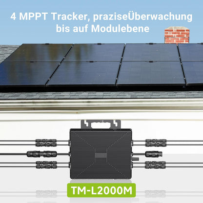 Micro-omvormer 2000W, balkon-energiecentrale met wifi, plug & play, appbediening, 5 m AC-kabel, PV-omvormer