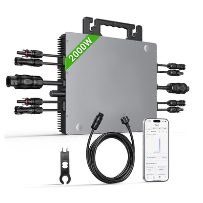 Micro-omvormer 2000W, balkon-energiecentrale met wifi, plug & play, appbediening, 5 m AC-kabel, PV-omvormer