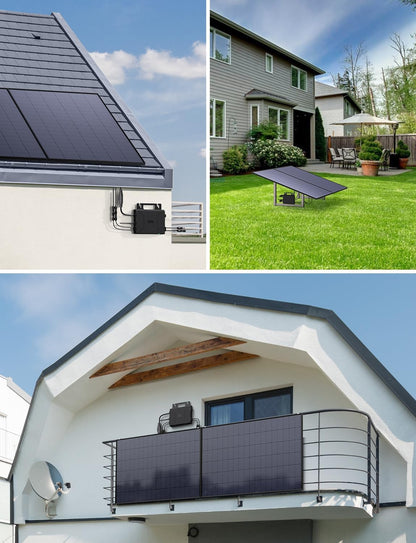 Micro-omvormer 800W, omvormer voor balkoncentrale met WiFi, Plug & Play, appbediening, 5 m AC-kabel, PV-omvormer