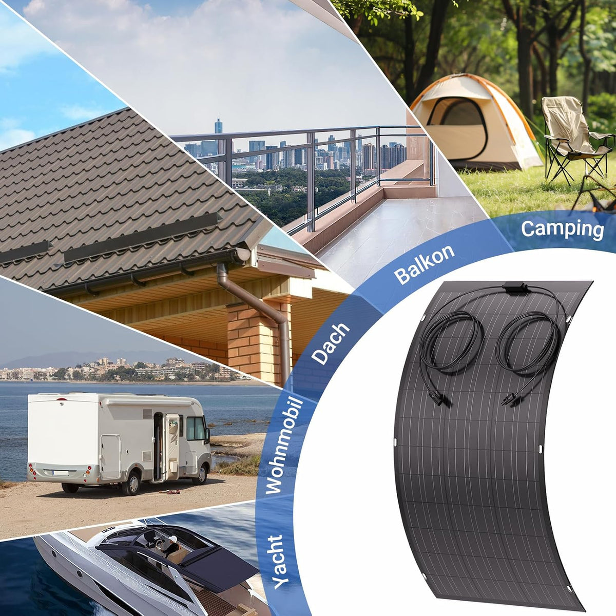 120 W flexibele zonnepanelen, 1 x 120 W balkon monokristallijne flexibele zonnepaneelmodule IP67 zonnecel fotovoltaïsch off-grid voor camper, auto, schuur, dak, boot