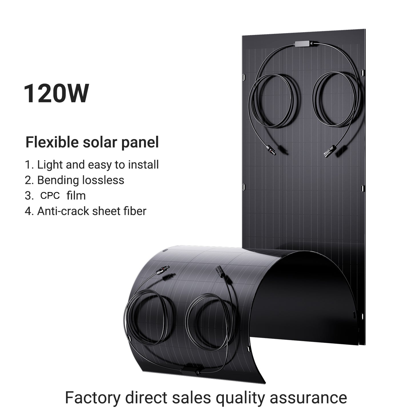 240W Flexibele Zonnepaneelset, 2 x 120 W flexibele zonnecellenmodule, IP67 voor balkon, camper, auto, schuur, dak, boot, off-grid