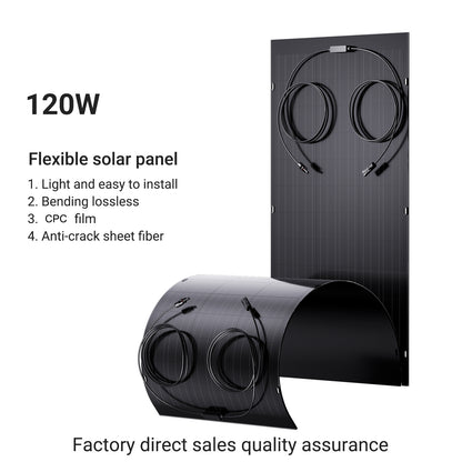 240W Flexibele Zonnepaneelset, 2 x 120 W flexibele zonnecellenmodule, IP67 voor balkon, camper, auto, schuur, dak, boot, off-grid