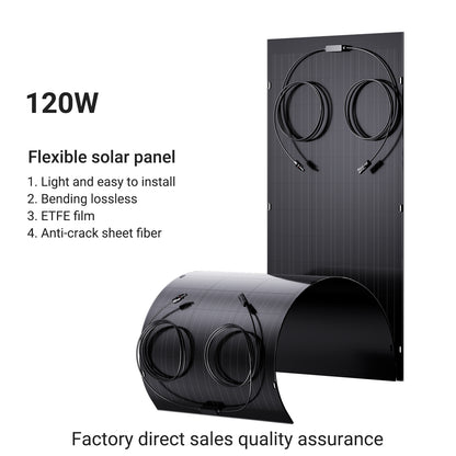 240W Flexibele Zonnepaneelset, 2 x 120 W flexibele zonnecellenmodule, IP67 voor balkon, camper, auto, schuur, dak, boot, off-grid