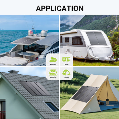 240W Flexibele Zonnepaneelset, 2 x 120 W flexibele zonnecellenmodule, IP67 voor balkon, camper, auto, schuur, dak, boot, off-grid