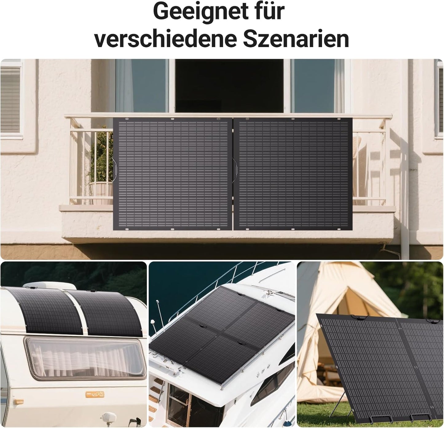 960W Flexibele Zonnepaneelkit, 4 x 240 W flexibele zonnepanelen, IP67, fotovoltaïsche off-grid zonnecellen, voor camper, auto, schuur, dak, boot, balkon